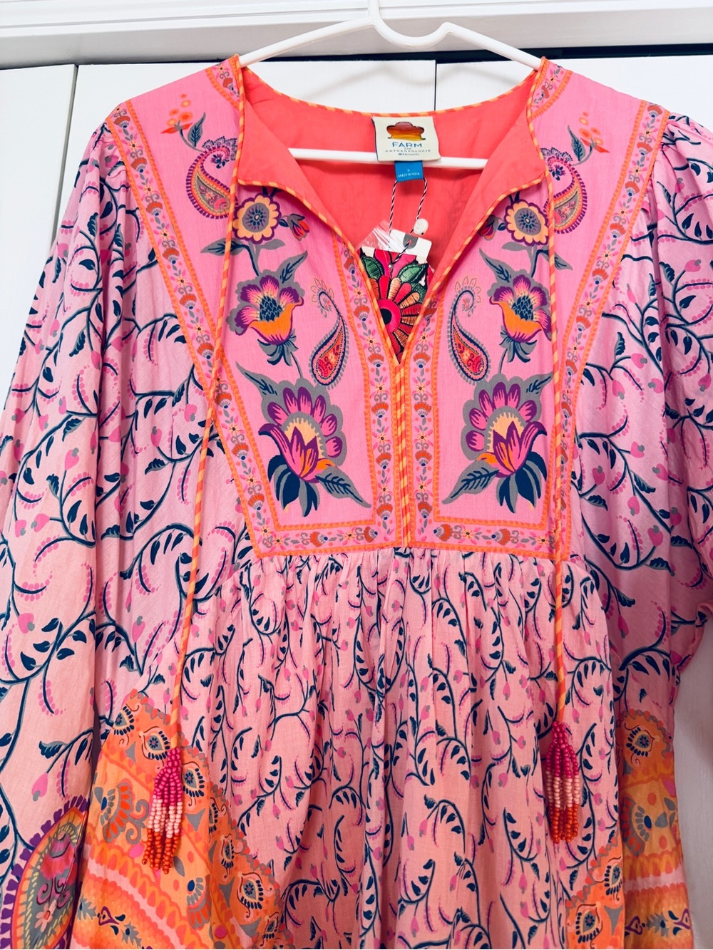New Anthropologie FARM Rio Long Sleeve Cotton Maxi Dress size Small - Picture 2 of 9